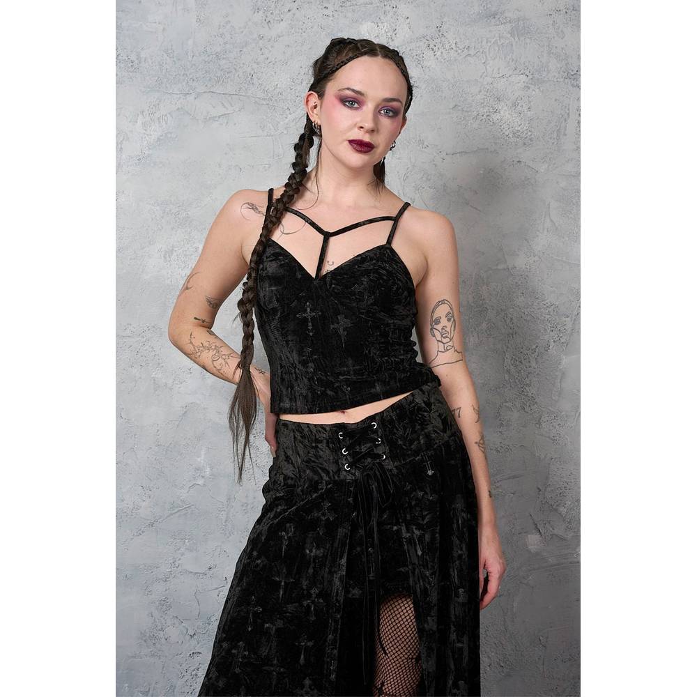 Banned - Sanctum Velvet Ärmelloses Top - Schwarz